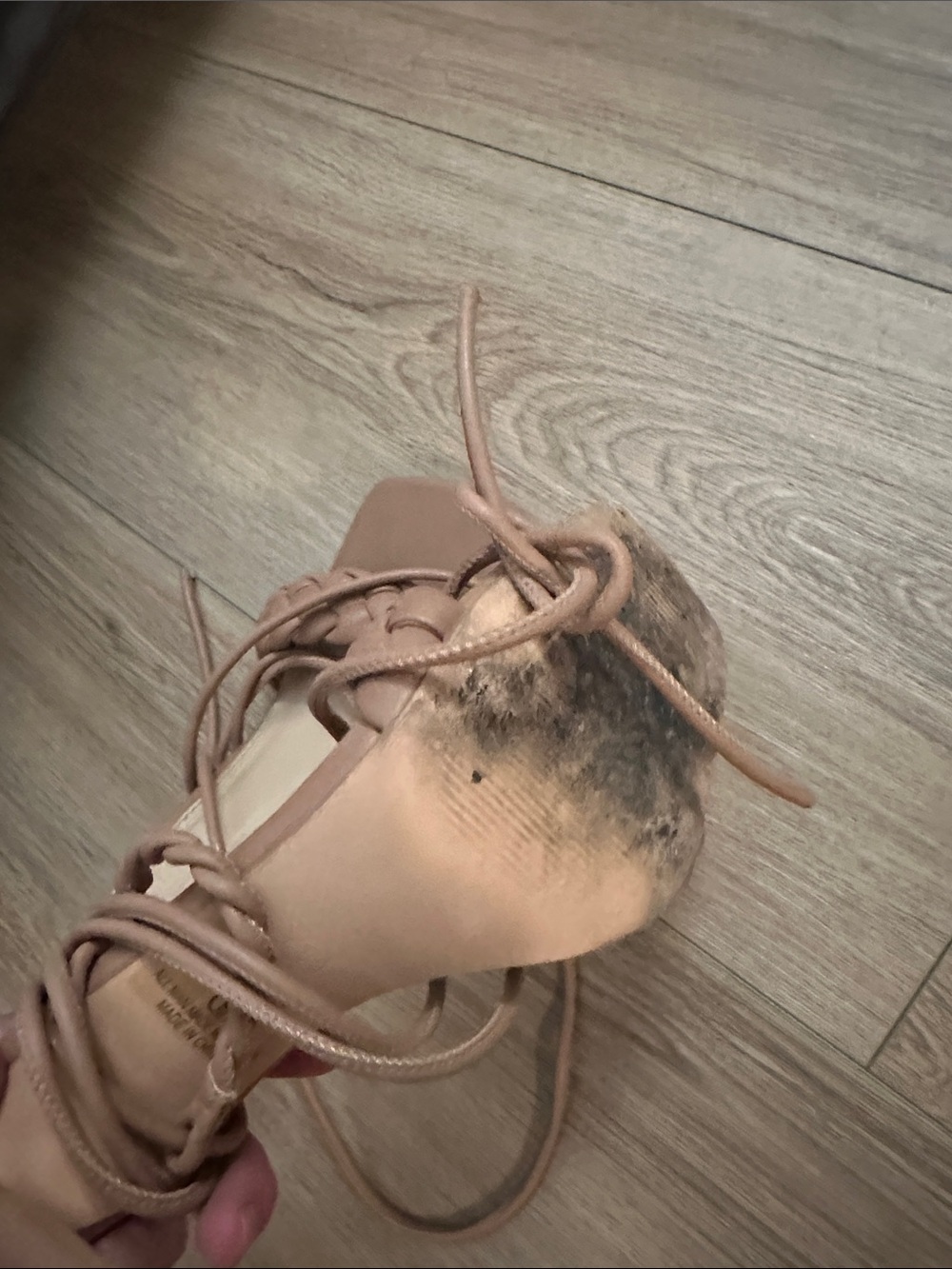 Braided Lace-Up Women's Sandals in Nude - Picture 3 of 4